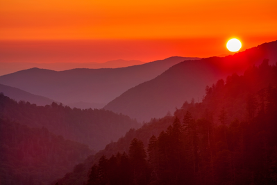 Smoky Mountain sunset at Morton Overlook on Newfound Gap Road