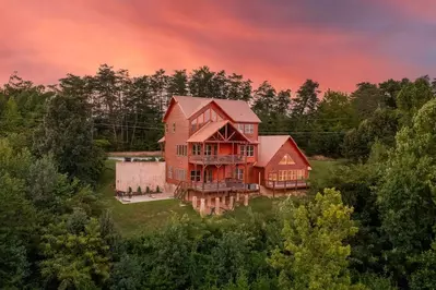 a pool with a view is one of our top large cabin rentals in pigeon forge tn