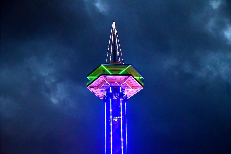 Gatlinburg Space Needle is one of the fun things to do in Gatlinburg TN at night
