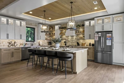 kitchen at splashin on top of the world which is one of our Smoky Mountain cabins